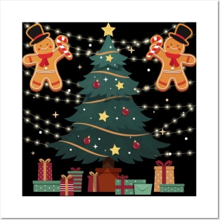 Christmas Elegance: The Enchanting Tree and Festive Figurines Posters and Art